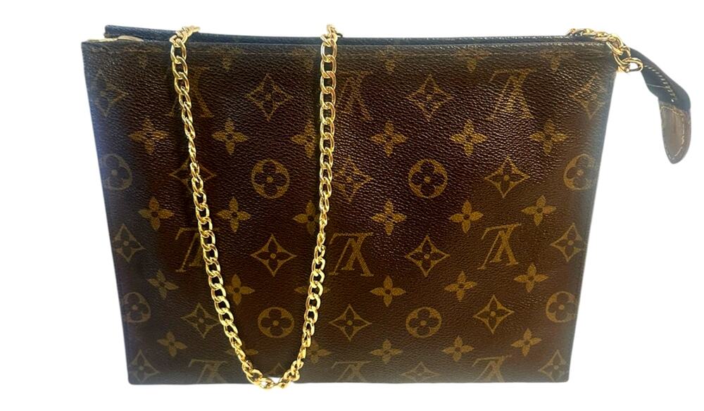 Louis Vuitton Monogram Trousse Toiletry 26/Crossbody Clutch/ Insert/gold chain